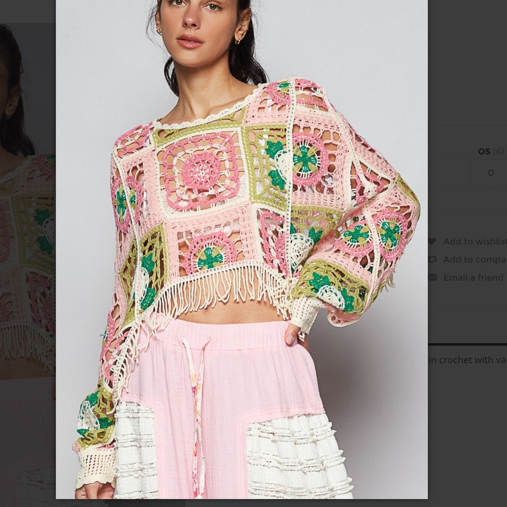 POL “ Maureen “ POL Crochet Top in Various Weave Knit Patterns with Fringe SR37